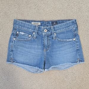 AG Adriano Goldschmied The Bonnie Relaxed Blue Denim Cut-Off Shorts Size 24